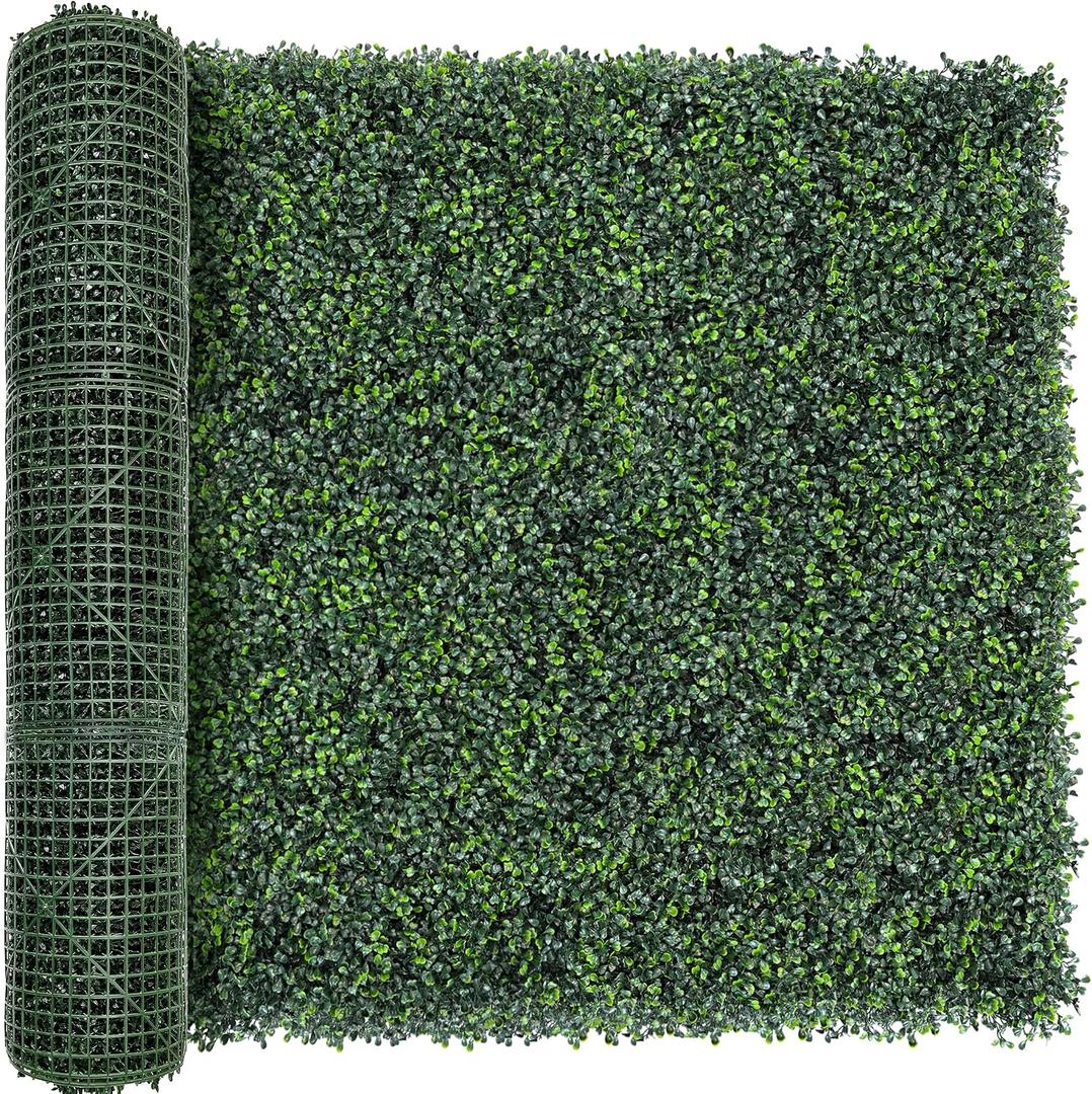 TTTM 40"x120" 33.4 Sqft, UV-Resistant Artificial Boxwood Hedge Roll Panel | Faux Greenery Boxwood Hedge Screen, Indoor Outdoor Fake Green Leaf Decor Privacy Fence, Patio, Balcony Background Covering