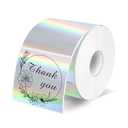 Yeachlaing 2"x2" Silver Square Thermal Label Stickers,Self-Adhesive Square Direct Thermal Labels,300 Sheets with Perforation Line in ROLL