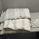 SLEEPBELLA Comforter Queen Size, 600 Thread Count Cotton Light Gray & White Stripes Reversible Pattern Grey Comforter Sets, Down Alternative Bedding Set 3Pcs (Queen, Grey Stripes)