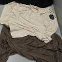 Huukeay 3 Pack Women's Oversized T Shirts, V Neck Loose Fit Rolled Sleeves Tops Shirts Summer Half Sleeves Tee (Medium, Black, Brown, Milky White)