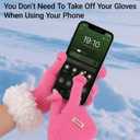 Women's Winter Gloves Touchscreen, Thermal Warm Knit Gloves for Cold Weather, Fur Windproof Cuff