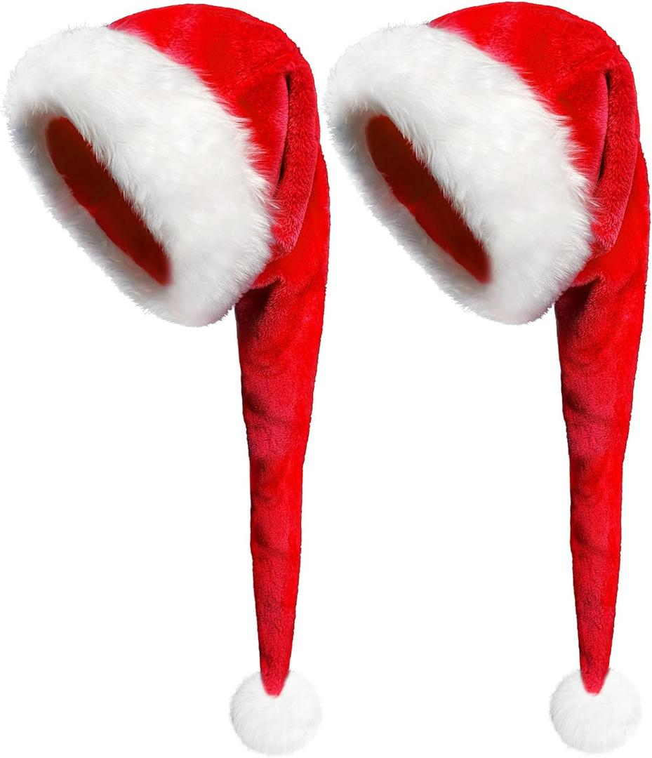 Dolkoic Long Plush Santa Hat Christmas Hat for Adults Unisex Xmas Halloween Costume Parties Dolkoic Long Plush Santa Hat Christmas Hat for Adults Unisex Xmas Halloween Costume Parties