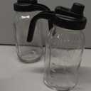 2 Pack Mason Jar Pitcher - Airtight & Leakproof Glass Pitcher with Lid, Perfect for Juice, Cold Brew, and Sun Tea - 2 Quart (64 oz) Mason Jar with Pour Spout Lid + Mixing Spoon, Brush, Labels