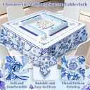 55 x 55 in Mahjong Tablecloth, Florals Card Table Mat, Multi Purpose Game Table Cover, Mahjong Party Decorations for Beginners, Lovers, Card, Board Tile Games, Poker, Dominoes (Blue)