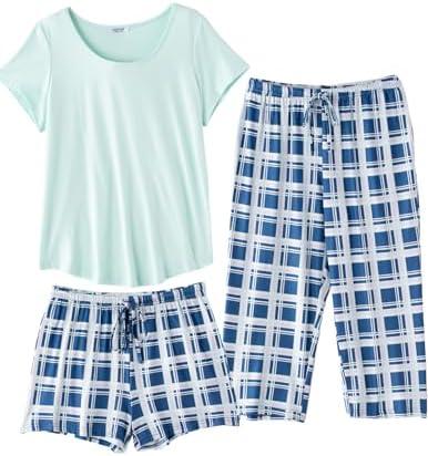 Ekouaer 1 PCS Capri Pajamas for Women Sleeve Pajama Floral Pj Soft Sleepwear with Pockets 2XL Ekouaer 1 PCS Capri Pajamas for Women Sleeve Pajama Floral Pj Soft Sleepwear with Pockets 2XL
