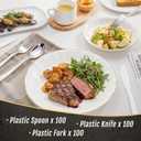 WDF 300 Pieces Silver Plastic Silverware - Plastic Silverware Heavy Duty - 100 Forks 100 Knives 100 Spoons - Disposable Silver Cutlery Perfect for Party/Wedding/Christmas