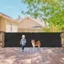 140 Inch Wide Retractable Baby Gates Extra Wide Retractable Dog Gate Outdoor Pet Gate Indoor Extra Long Baby Gate, Dog Gates for Doorways Extra Wide Pet Gate Retractable Fence for Wide Openings Black
