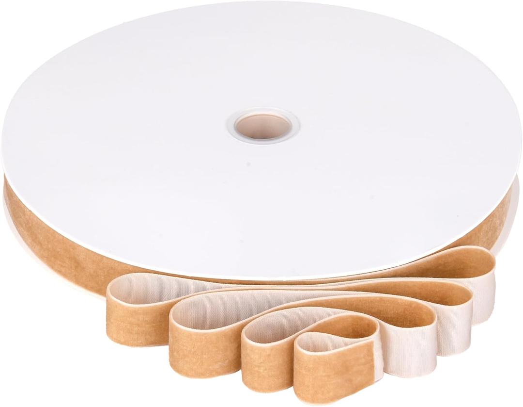 Khaki Velvet Ribbon 1'' 50 Yards Velvet Fabric Vintage Ribbon for Christmas Tree, Gift Wrapping, Flower Bouquet, Wreath Decorations, Bow Making (Khaki, 1"-50 Yard)