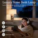 Cordless Marble Table Lamp with USB Port Rechargeable Battery Operated,Bedroom Nightstand Stone Base Touch Dimmable Night Light End Linen Lamp Shades for Side Contemporary Coastal Living Room
