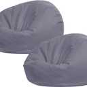Sliner 2 Pcs Stuffed Animal Storage Bean Bag Chair Cover for Kids Adults (no Filler) Large Stuffable Zipper Beanbag Cover for Organizing Plush Toys or Memory Foam (Gray, Small) 
