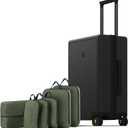 LEVEL8 Carry on Luggage Airline Approved, Small Carry on Suitcases with Wheels, Lightweight Hardside Textured Luggage for Travel, Tsa Approved, 20-Inch, Black, Carry-On 20 Inch + 6PC