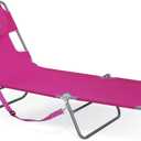 Ostrich Beach Lounge Chair, Folding & Reclining Outdoor Chaise Lounger, Pink - Portable Adjustable Recliner Chair for Lawn, Pool, Patio, Garden, and Yard