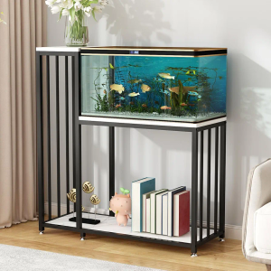 29 Gallon Metal Aquarium Stand with Shelves for Fish Tank Accessories Storage, Reptile Tank Turtle Terrariums Stand for Home Office (Black)
