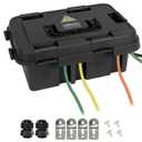 LeMotech Outdoor Electrical Box, Large IP55 Waterproof Connection Box with Handle, Extension Cord Cover w/8 Cable Seal Entry,for Outlet,Pool Pump,Timer,Power Strips,Holiday Light Decoration, Black