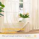 YoungsTex Linen Kitchen Window Curtains 36 Inch Length - Small Semi Sheer Drapes with Back Tab Rod Pocket Lightweight for Bathroom Cafe Window, Chamapgne, 2 Panels, 34 X 36 Inch