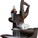 Backflow Incense Holder Burner Handmade Ceramic Incense Cones Sticks Holder Home Decor Waterfall Backflow Incense Burner Censer + 10 Backflow Incense Cones Gift (Lotus)