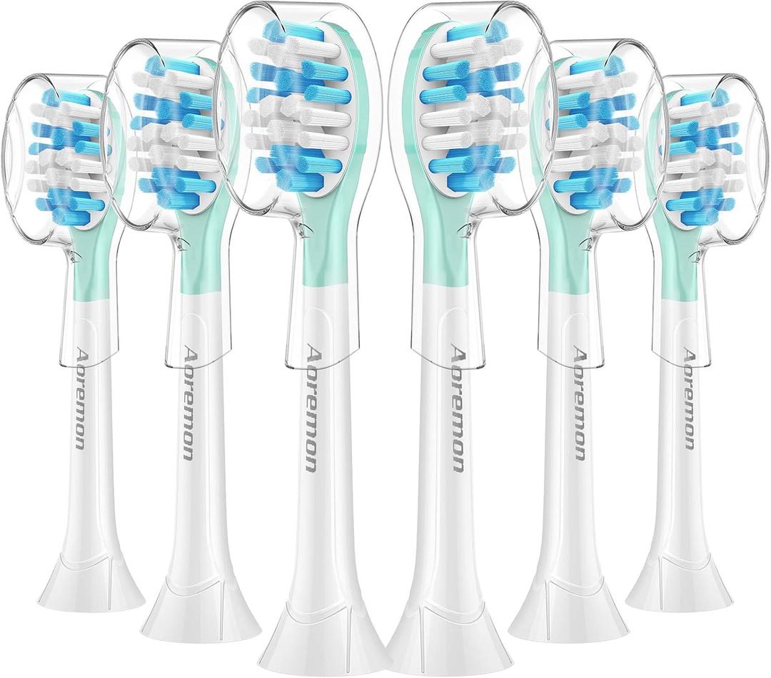 Aoremon Replacement Toothbrush Heads for Philips Sonicare C3 Premium Plaque Control HX9044/65 G3 Gum Care HX9054/65 W3 4100 5100 6100 7500 C1 C2 Flexcare Diamondclean HealthyWhite, 6 Count, White