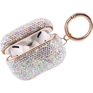 Sparkly Diamond Case for AirPods Pro 1&2 Generation with Keychain, Shockproof Protective Premium Bling Rhinestone Cover Skin Compatible with AirPods Charging Case (Multicolor Gold Plated)