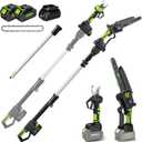 4-in-1 Pole Saw & Electric Pruning Shears, 8 Inch Pole Saws for Tree Trimming, Cordless Pruning Shears with 15ft Max Extension Pole, 2 * 4.0Ah Battery Powered Pole Saw Pole Pruner for Garden
