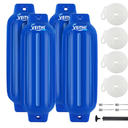 8.5 inch Boat Fenders 4 Pack,Ribbed Twin Eyes Vinyl Boat Bumpers Fenders,Boat Bumpers for Docking Come with Ropes Needles and Pump to Inflate, Size 8.5 x 27 Inch