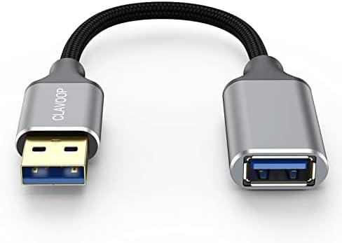 CLAVOOP Short USB Extension Cable 6 inch, USB A 3.0 Extender Male to Female Cord Braided Compatible with Flash Drive, Printer, Camera, Mouse, Keyboard, Headset, Phone