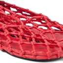 ZJGZF Mesh Ballet Flats for Women Round Toe Woven Hollow Beach Ballerina Flats Summer Cute Casual Mary Jane Shoes