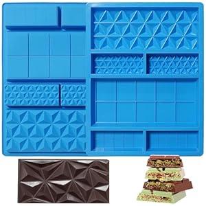 Sidosir 3Pcs Chocolate Bar Mold, Non-Stick Chocolate Mold for Dubai Chocolate Bar, Silicone Mold for Homemade Candy