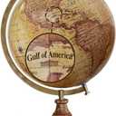 World Globe with Gulf of America  Official Updated Earth Globe Replacing Gulf of Mexico  Geographic Educational Map for Desk, Office, Classroom - Sturdy Wood Base - 12"