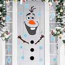 Christmas Door Stickers Decor, Christmas Snowman Olaf Refrigerator Stickers, Large Snowman Stickers with Snowflake Decals for Winter Funny Xmas Refrigerator Garage Door Wall Window Decorations(Pack of 2)