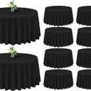 Showgeous 10 Pack Black Round Tablecloth - 120 Inch Polyester Table Cloth - Washable Decorative Fabric Table Covers for Wedding, Dining, Party, Banquet, Buffet