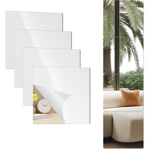 8 Pack 14x12 Inch Shatterproof Acrylic Mirror Tiles Self-Adhesive, Unbreakable Wall Mirrors for Kids, Toddlers, Bedroom, Bathroom & Home Gym Flexible, Safe & Easy Install