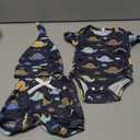 HINTINA Preemie Newborn Infant Baby Boys Outfits Dinosaur Bodysuit Romper Short Pants Hats 3Pcs Summer Clothes Set, Size 52