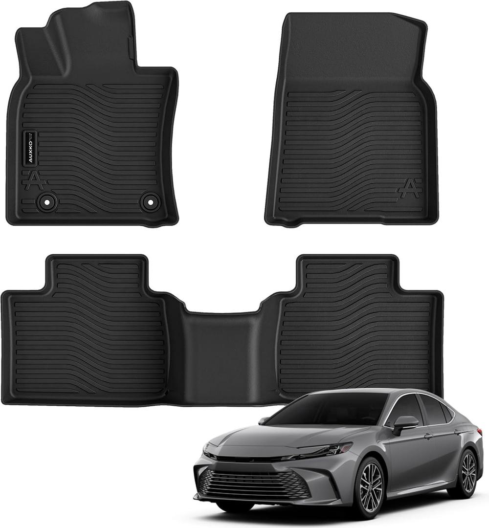 Auxko All Weather Floor Mats Fit for Toyota Camry 2025 2026 Include Hybrid LE/SE/XLE/XSE TPE Liners Camry Accessories All Season Guard Odorless Anti-Slip Floor Mats Black