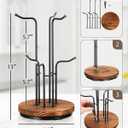 HULISEN 360 Rotating Mug Tree for Large Cups, Counter Coffee Mug Holder with 6 Hooks, Metal Coffee Cup Rack Stand for Countertop with Stable Wooden Base, Kitchen Counter Decor
