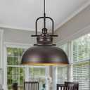 TAKEGO 15.8” Large Farmhouse Pendant Lights Kitchen Island, Oil Rubbed Bronze Rustic Pendant Light Fixture, Vintage Dome Pendant Light, Industrial Hanging Ceiling Lamp for Dining Room, Hallway