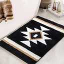 Bathroom Rugs Boho Black Bath Mat Non Slip Soft Absorbent Machine Washable Bath Rug Luxury Plush Floor Mat for Bathroom Shower 20x32 (20"x32")