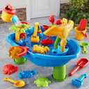 Kids Sand Water Table for Toddlers 1-3 3-5 Years, Outdoor Activity Play Set with Beach Toys, Shovels & Molds, Summer Outdoor Beach Outside Backgard Sensory Toys for Kids Boys Girls 1.5+ Years