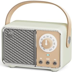 Retro Bluetooth Speaker, Vintage Decor, Portable Small Wireless Radio Bluetooth Speaker, Cute Aesthetic Style for Office Kitchen Desk Bedroom Outdoor Support TF Card/AUX (Lime)