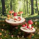 Gemscream 15 Pcs Mushroom Cake Decorations Artificial Mushroom Woodland Resin Cake Toppers for Birthday Baby Shower Party Micro Landscape Decorations