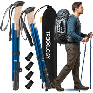 TREKOLOGY Trekking Poles  Lightweight, Adjustable Hiking Sticks for Men & Women  Durable Aluminum, Compact & Foldable with Comfortable Grip  Perfect for Hiking, Walking & Seniors, TREKZ XE