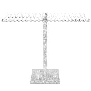 Yivaiks Bling Acrylic Necklace Organizer,GLitter Necklace Holder Stand,Shiny Jewelry Organizer Display Hanger Rack with Bilateral Hooks for Pendant Bracelets Ring for Women Girl (Six Sides Rotation)