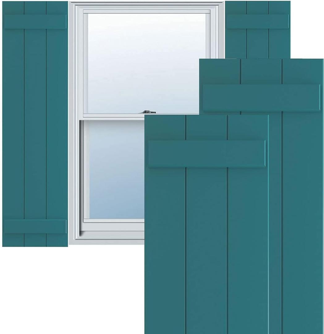 Ekena Millwork 16 1/8"W x 35"H True Fit PVC, Three Board Joined Board-n-Batten Shutters, Antigua (Per Pair - Hardware Not Included)