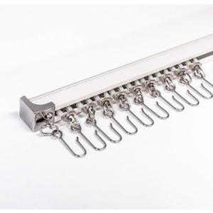 3.6ft Upgraded Aluminum Curtain Track, Can be Used as an Extension Track Rod, Ceiling or Wall mount, Living Room or Picture Windows and Room Divider with Runners and Hooks (White)