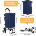 Heavy Duty 3 in 1 Shopping Cart, Foldable Hand Truck with 6 Wheels, 110 lbs Grocery Cart, Portable Utility Dolly, Waterproof Bag for Moving, Camping