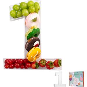 11" Clear Acrylic Letter & Number Charcuterie Tray-Reusable Fillable Alphabet Box for Displaying Candy, Cake, Snacks Party Dessert Serving Plate for Birthday, Wedding Anniversaries, Baby Shower (1)