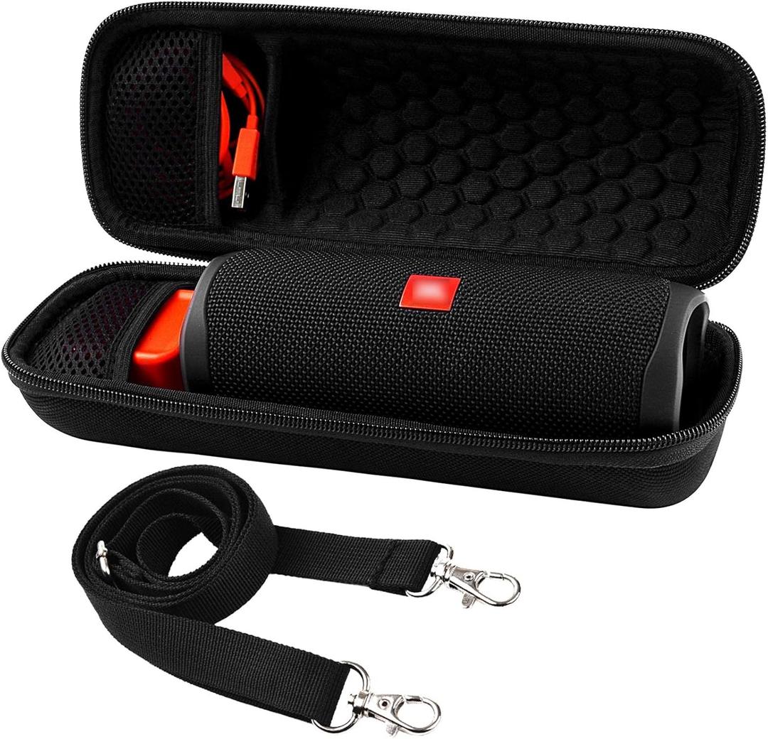 Comecase Speaker Case Compatible with JBL FLIP 7/6 /5/4 Portable Bluetooth Speakers, Hard Travel Storage with Adjustable Shoulder Strap & Mesh Pockets for Accessories - Black (Box Only)