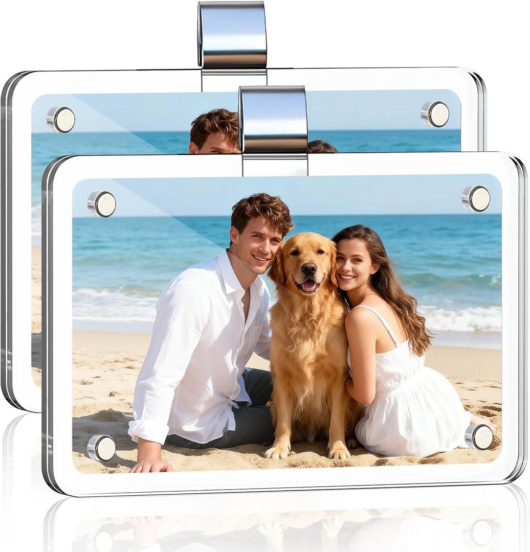 3 x Car Picture Holder Clip Visor Frame Acrylic Magnetic Photo Frames Clear for Cars Sunvisor Display 2 Pcs Fit Family Pet Road Trip Memories