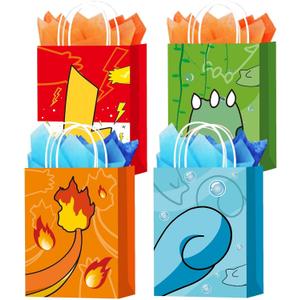 16pcs Cartoon Monster Birthday Party Bags Yellow Red Goodie Gift Bags for Kids Boys Girls Theme Birthday Party Supplies Decorations