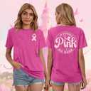 PECHAR in October We Wear Pink Breast Cancer Shirt for Women: Breast Cancer Awareness T-Shirts Pink Ribbons Blouse (Pink, M)