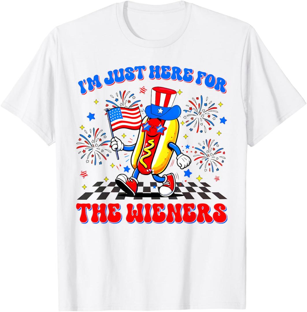I'm Just Here For The Wieners Hotdog Patriotic 4th Of July T-Shirt